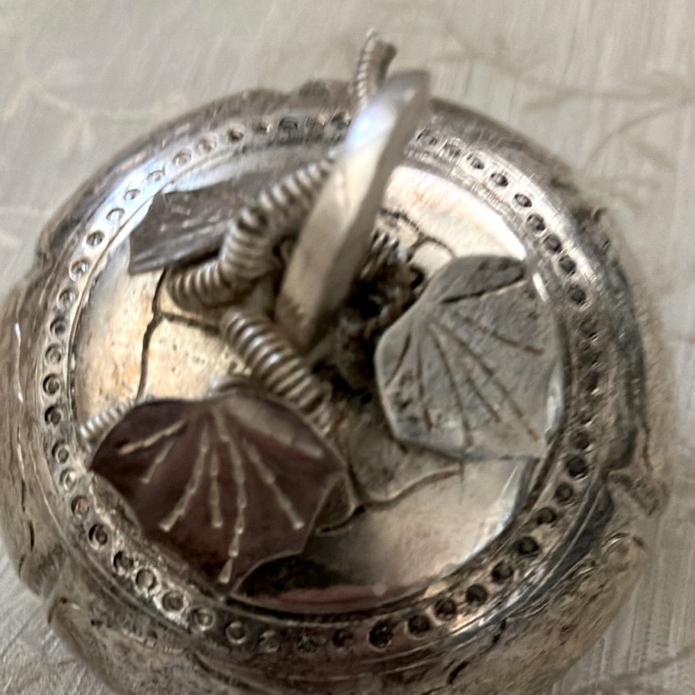 Small pumpkin silver tiny dish with lid